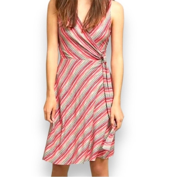 Bailey 44 | Emile Faux Wrap Dress |‎ Multicolor Striped | Size Medium - Picture 2 of 14